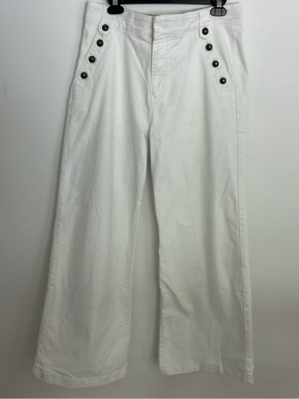 White sailor wide leg jeans, size 12P